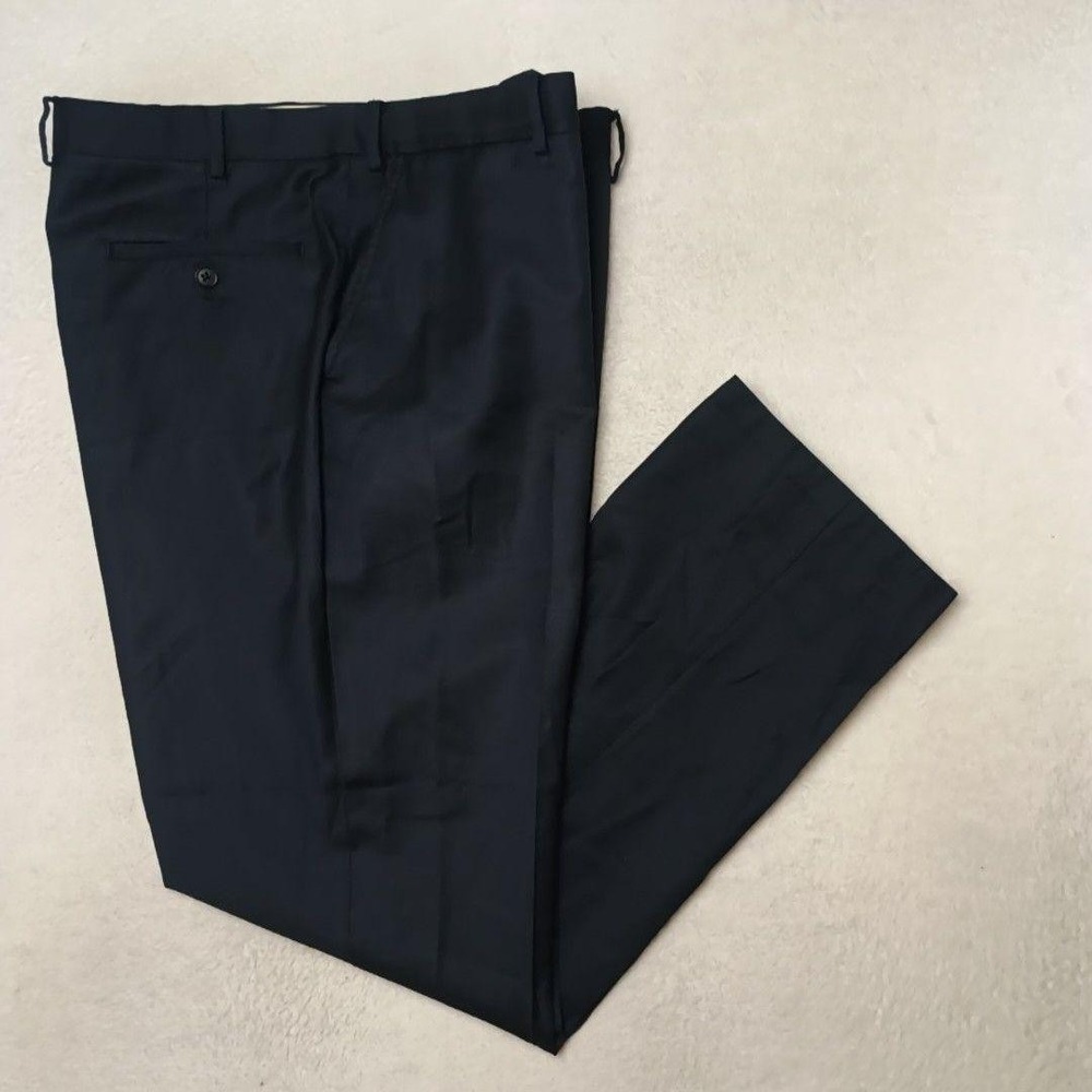 Charles Tyrwhitt Pants Men 38x31 Blue Flat Front Dress Slacks Suit Wool Lined